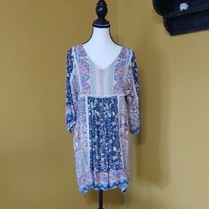 Sundance Blue and Pink Boho Mini Dress